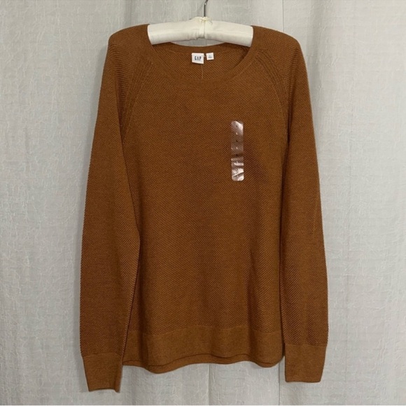 GAP Sweaters - GAP L Ginger Brown High Low Crewneck Raglan Sleeve Knit Pullover Sweater